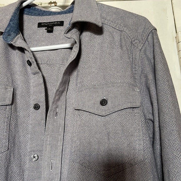 Nwot Unisex Banana Republic Mixed Media & Denim Button Down Shirt - Picture 6 of 6